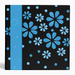 Blue Retro Flowers Dots 2 inch Designer Binder