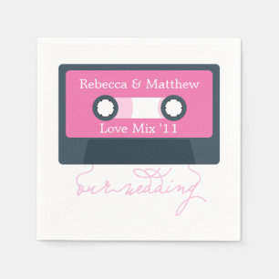 Blue Retro Mixtape Wedding Napkin