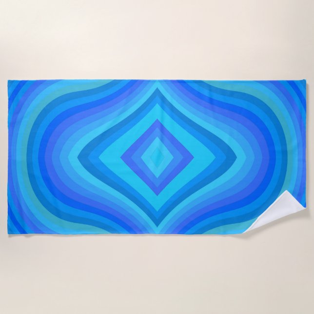 Blue Retro Pattern Beach Towel (Front)