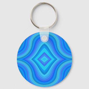 Blue Retro Pattern Keychain