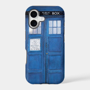 Blue Retro Phone Booth Call Box