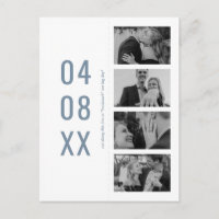 Blue Retro Photo Bookmark Save the Date Invitation