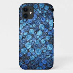 Blue Retro Polka Dots   Grunge Vintage iPhone 11 Case