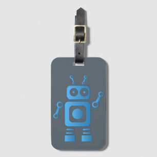 Blue Retro Robot Luggage Tag