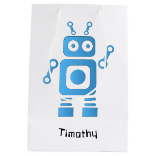 Blue Retro Robot Medium Gift Bag