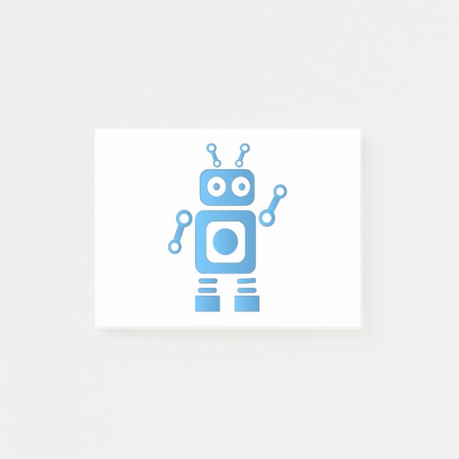 Blue Retro Robot Post-it Notes (Front)