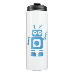 Blue Retro Robot Thermal Tumbler