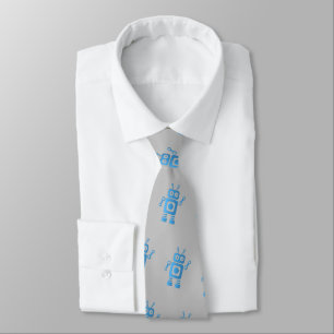 Blue Retro Robot Tie