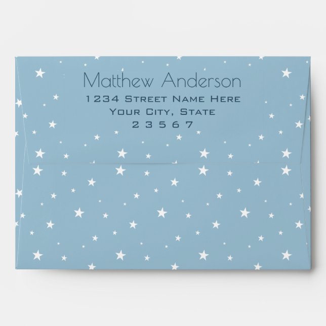 Blue Retro Rocket Ship Personalized Birthday Boy Envelope (Back (Top Flap))