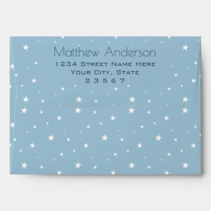 Blue Retro Rocket Ship Personalized Birthday Boy Envelope