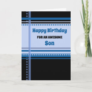 Blue Retro Son Birthday Card