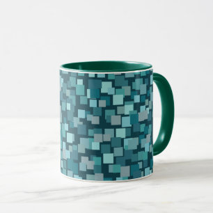 Blue Retro Squares Mug