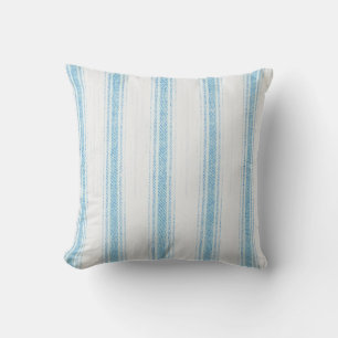 Blue Retro Stripe Ticking Style Pillow