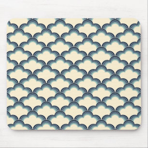 Blue retro style waves pattern mouse pad
