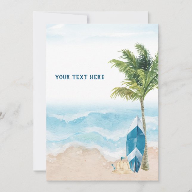 Blue Retro Surf Signage Card (Front)