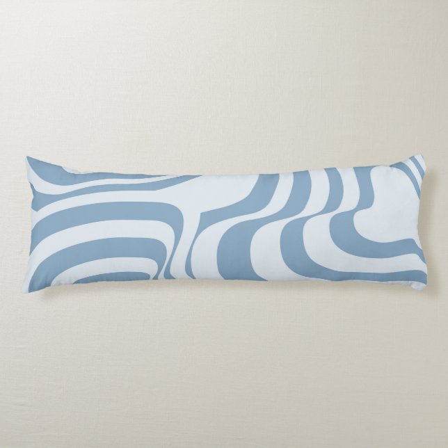 Blue Retro Swirl Groovy Y2K Pattern  Body Pillow (Front)