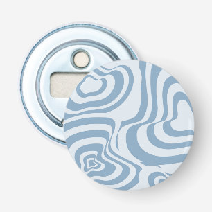 Blue Retro Swirl Groovy Y2K Pattern Bottle Opener
