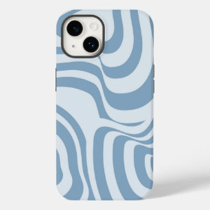 Blue Retro Swirl Groovy Y2K Pattern  Case-Mate iPhone 14 Case
