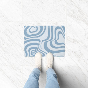 Blue Retro Swirl Groovy Y2K Pattern Doormat