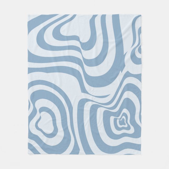 Blue Retro Swirl Groovy Y2K Pattern  Fleece Blanket (Front)