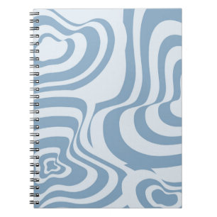 Blue Retro Swirl Groovy Y2K Pattern Notebook