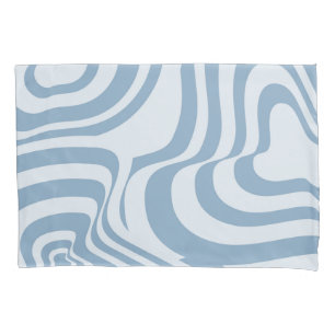 Blue Retro Swirl Groovy Y2K Pattern Pillowcase