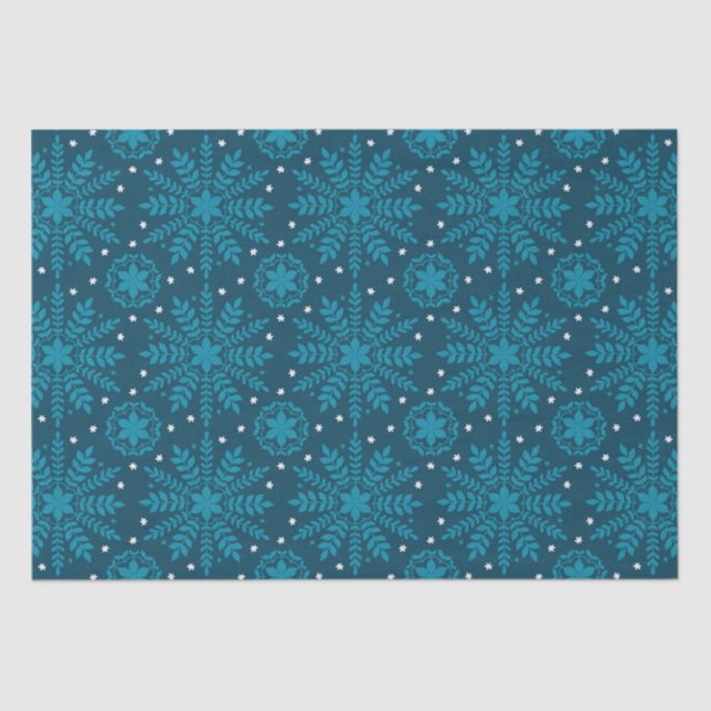 Blue Retro Tides of Christmas Vibes Tissue Paper (Front)