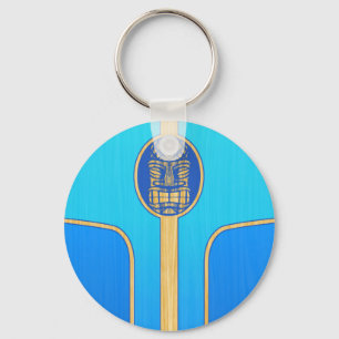 Blue Retro Tiki Surfboard Keychain