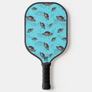 blue retro UFO Pickleball Paddle