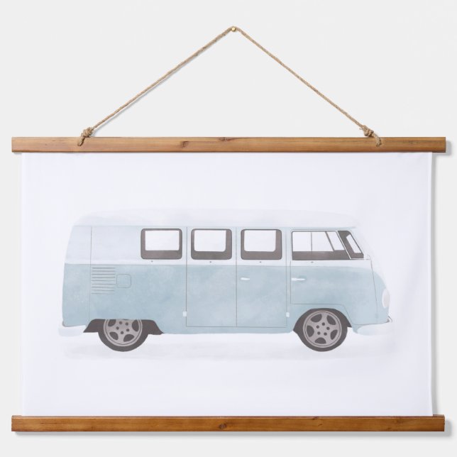 Blue Retro Van Nursery Decor Hanging Tapestry (Front)