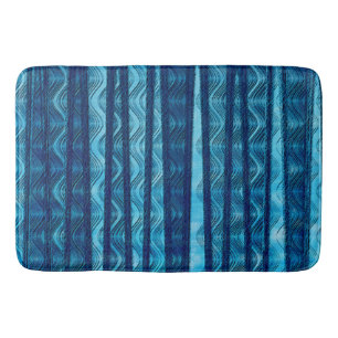 Blue Retro Wave Unique Cool Pattern Bath Mat