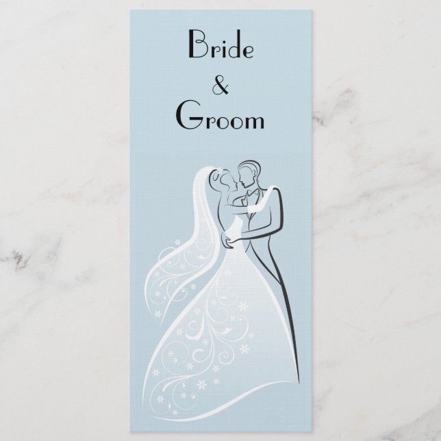 Blue Retro Wedding Dancers Program (Front)