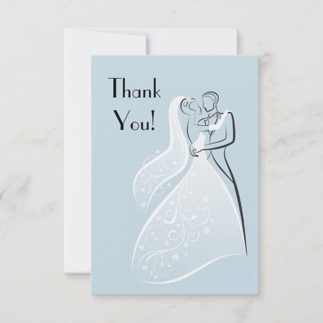 Blue Retro Wedding Dancers Thank You Card (Front)