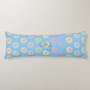 Blue Reversible Custom Name Doughnut Body Pillow