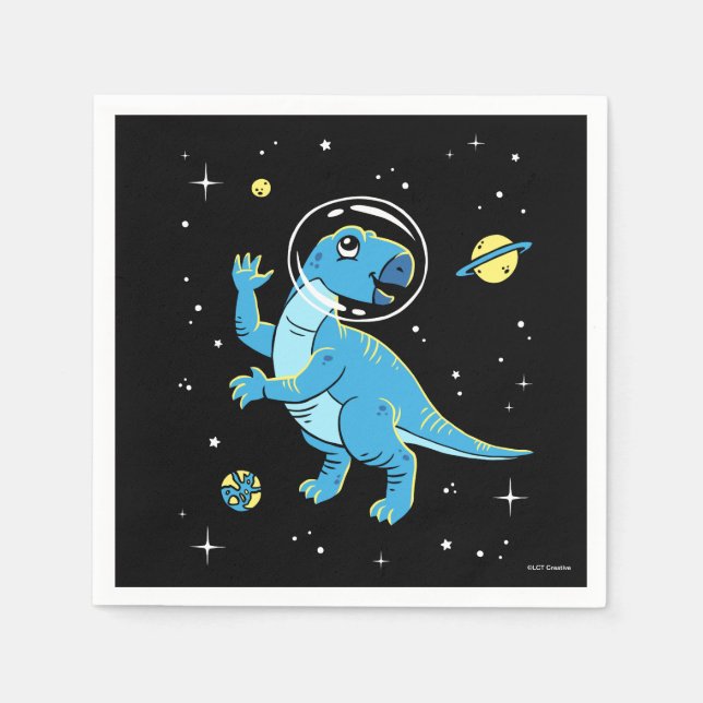 Blue Rhabdodon Dinos In Space Napkin (Front)