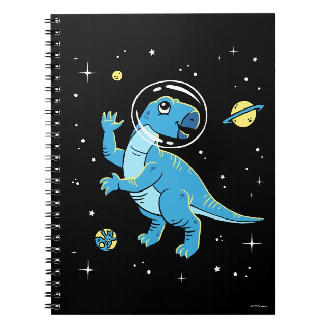 Blue Rhabdodon Dinos In Space Notebook (Front)