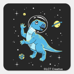 Blue Rhabdodon Dinos In Space Square Sticker