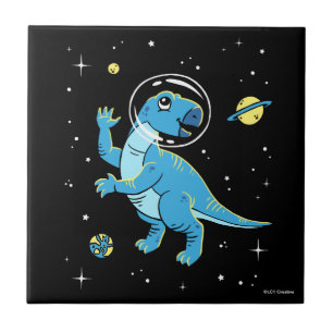 Blue Rhabdodon Dinos In Space Tile