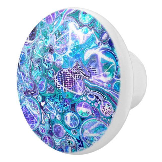 Blue Rhapsody Fluid Art Ceramic Knob (Right)