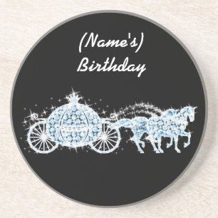 Blue Rhinestone Cinderella Carriage Coaster