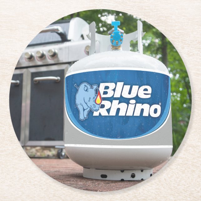 Blue Rhino Round Paper Coaster (Front)