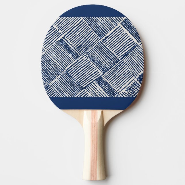 Blue Rhythm | Geometric Line Pattern Ping Pong Pad Paddle (Front)