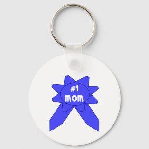 Blue Ribbon #1 Mom Keychain