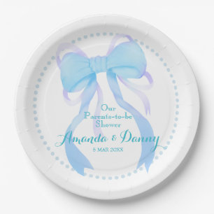 Blue Ribbon Baby Boy Shower  Paper Plate