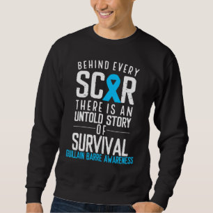 Blue Ribbon Behind Every Scar Guillain Barre Aware Sweatshirt