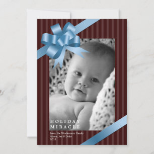 Blue ribbon bow frame holiday miracle baby first