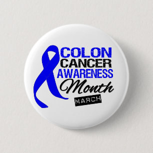 Blue Ribbon Colon Cancer Awareness Month 2 Inch Round Button