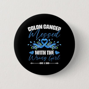 Blue Ribbon Colon Cancer Girl Survivor Colourectal 2 Inch Round Button