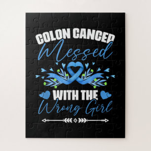 Blue Ribbon Colon Cancer Girl Survivor  Jigsaw Puzzle