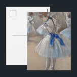 Blue Ribbon Dancer Edgar Degas Postcard<br><div class="desc">Blue Ribbon Dancer. Edgar Degas. Cute portrait in pastel white-brown tones. Ballerinas in white skirts are going to class. The girls straighten their dresses.Reproduction of famous works of art images in the public domain.</div>
